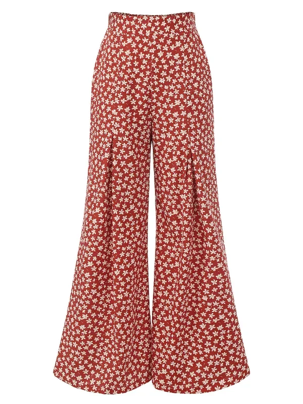 red-1940s-high-waist-floral-wide-leg-pants