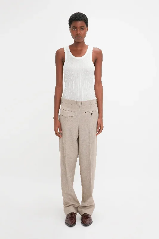 Reverse Front Trouser In Sesame