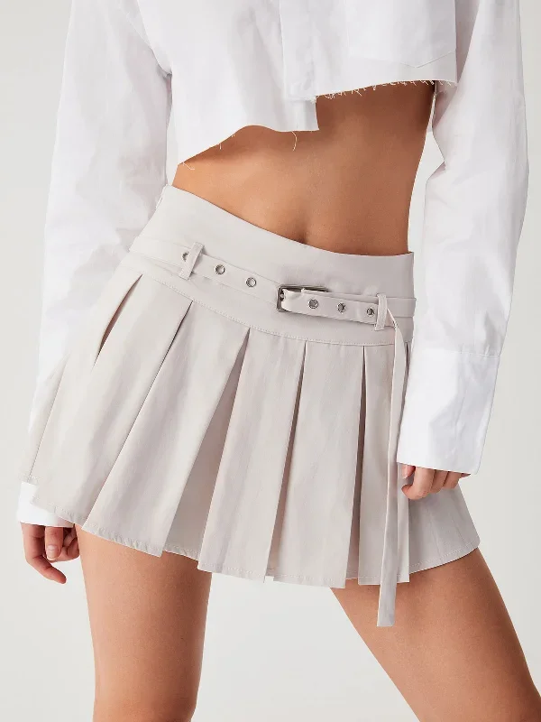 BerryBetty - Runway Belted Pleat Mini Skirt