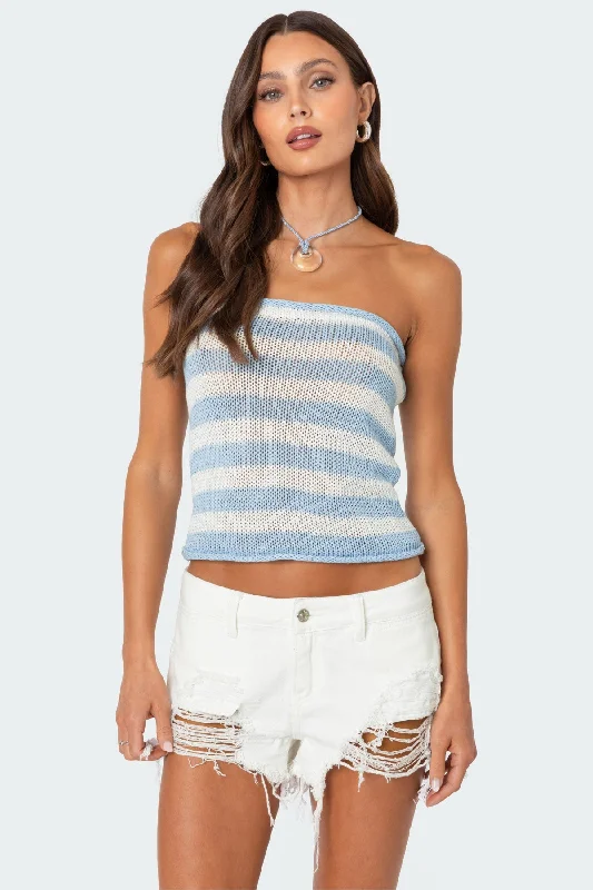 Nox Striped Crochet Tube Top