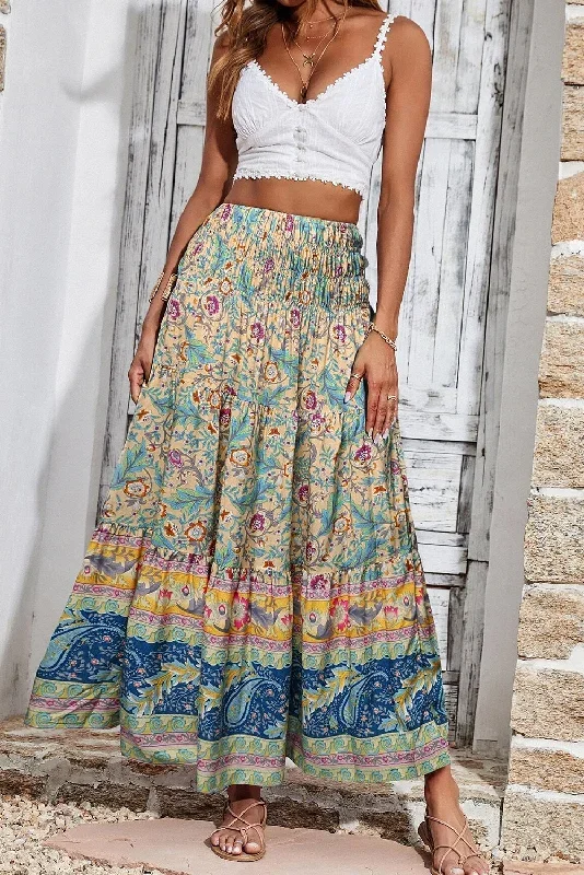 sky-blue-boho-floral-paisley-print-shirred-waist-long-skirt