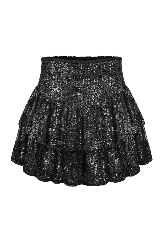 solid-sequined-pleated-tiered-mini-skirt