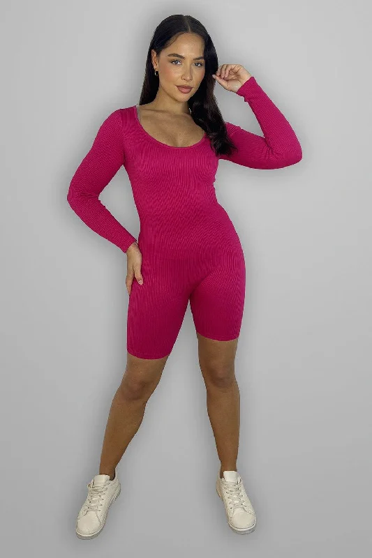 stretchy-ribbed-fabric-square-neckline-playsuit