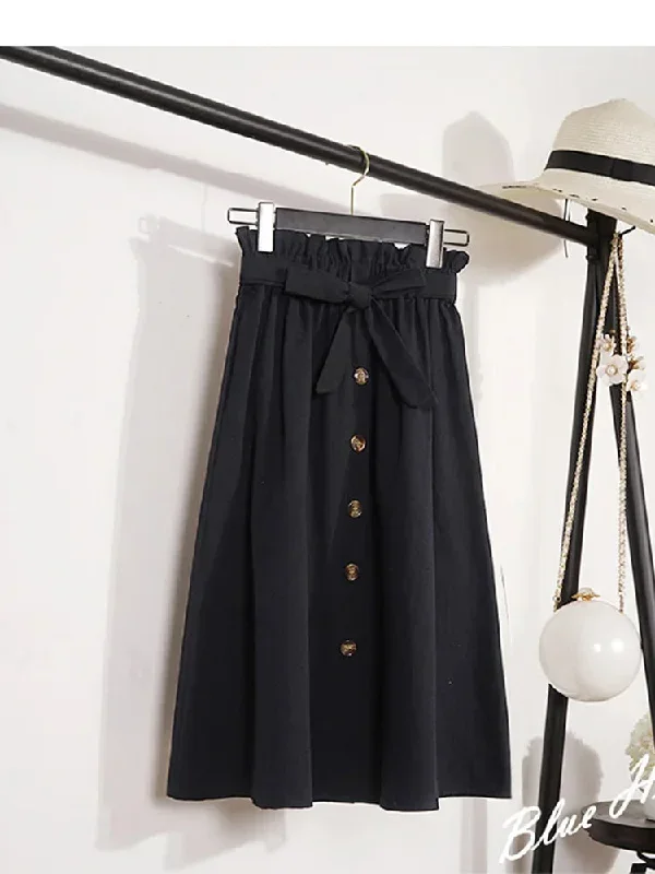 summer-autumn-skirts-womens-2024-midi-knee-length-korean-elegant-button-high-waist-skirt-female-pleated-school-skirt