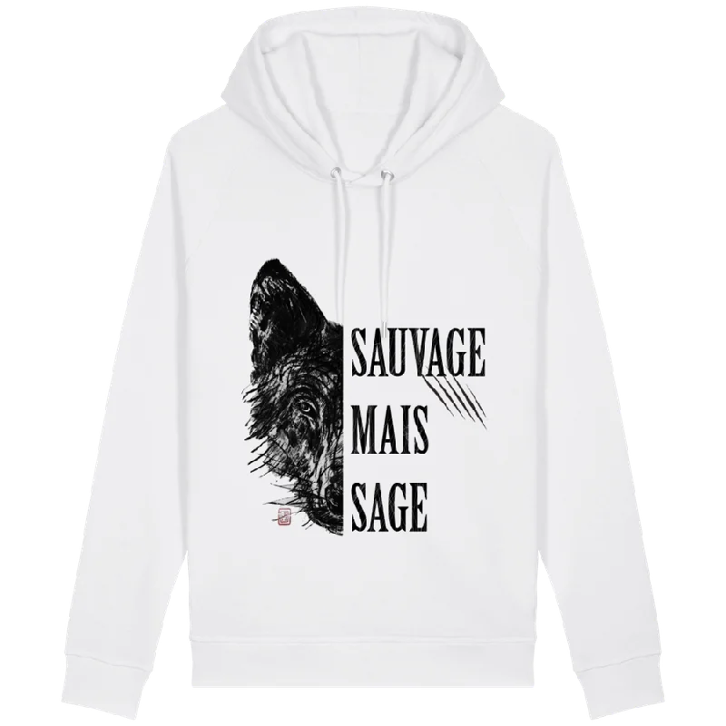 Sweat «Loup -Sauvage mais Sage» UNISEXE à Poche latérale - Collection Daography