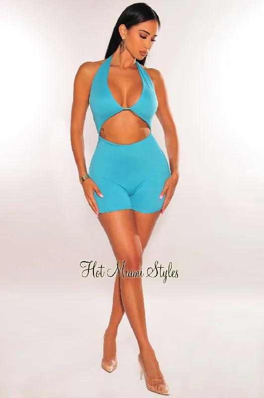 turquoise-halter-v-neck-cut-out-romper