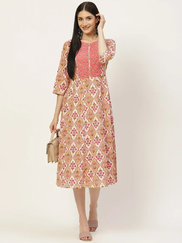 white-pink-printed-flared-dress-for-women