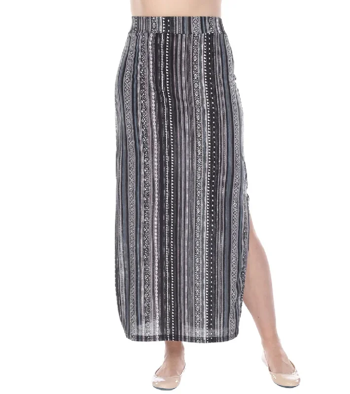 Yak & Yeti Long Skirt Stretchy Striped Tribal Print